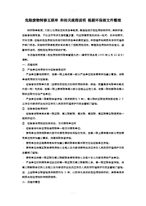 危险废物转移五联单-和相关流程说明-根据环保部文件整理