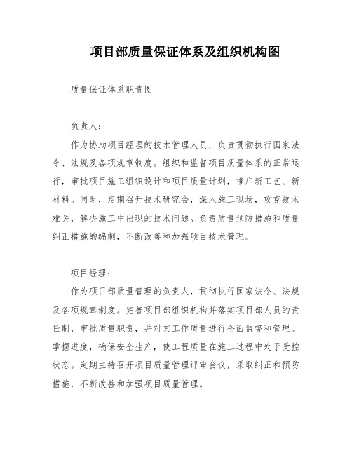 项目部质量保证体系及组织机构图