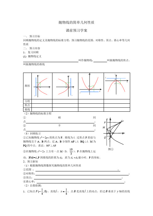 抛物线学案教案