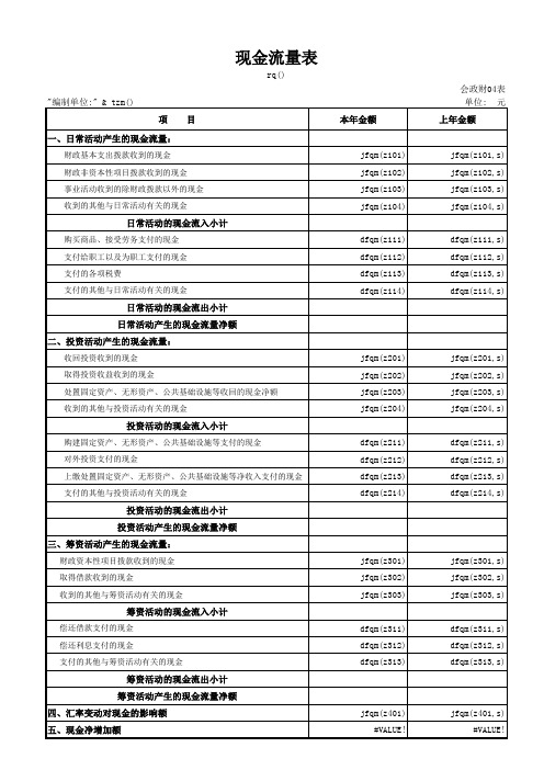 政府会计制度报表(财务)