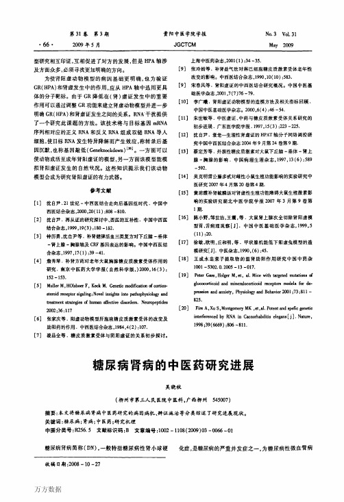 糖尿病肾病的中医药研究进展
