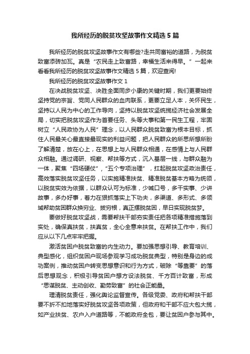 我所经历的脱贫攻坚故事作文精选5篇