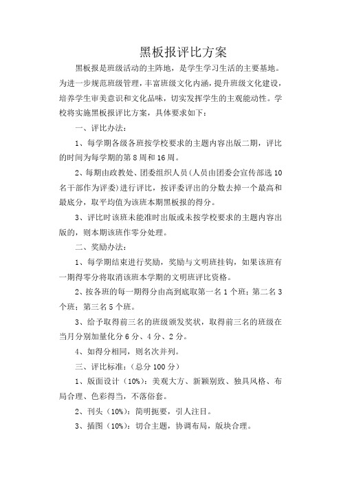 黑板报评比方案参考