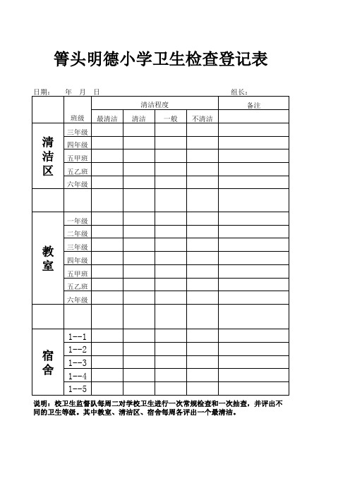 卫生检查登记表