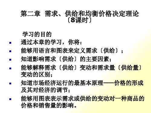 第二章需求,供给和均衡价格理论