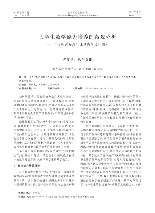 大学生数学能力培养的微观行列式概念课堂教学设计剖析