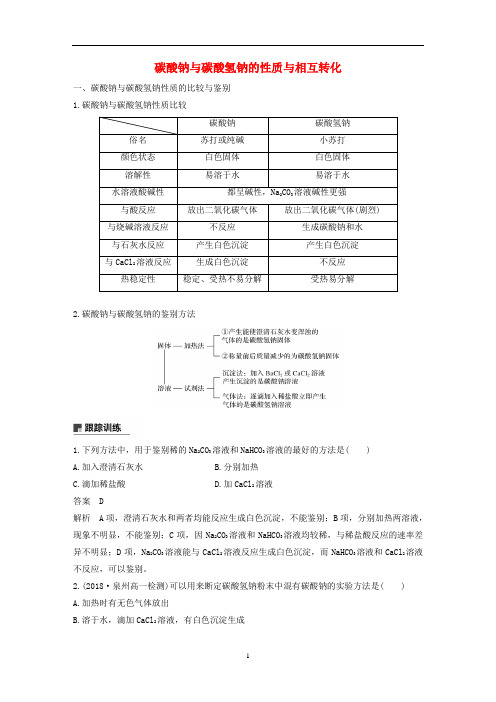 高中化学 第1章微专题三 碳酸钠与碳酸氢钠的性质与相互转化学案 鲁科版必修1