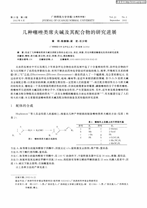 几种噻唑类席夫碱及其配合物的研究进展