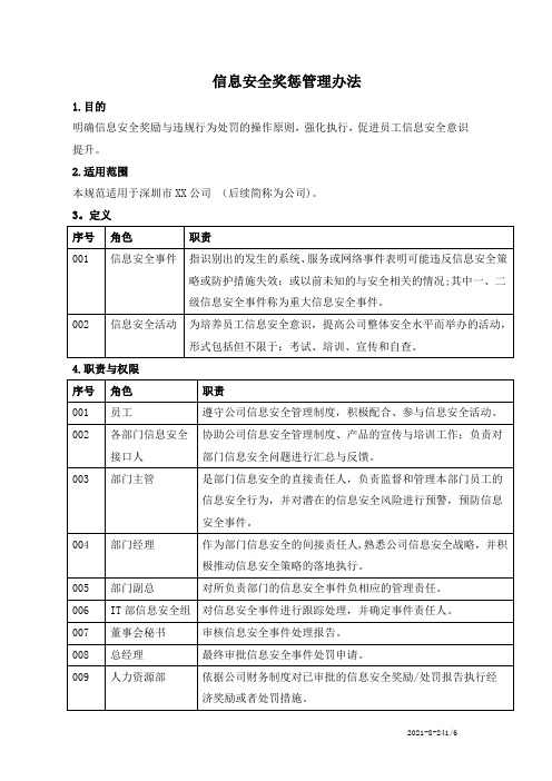 信息安全奖惩管理办法