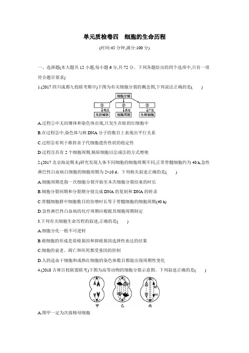 2019高考总复习优化设计1轮生物人教单元质检卷四 细胞的生命历程(附答案) (1)