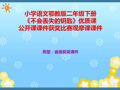 小学语文鄂教版二年级下册《不怕丢失的钥匙》优质课公开课课件获奖课件比赛观摩课课件B002