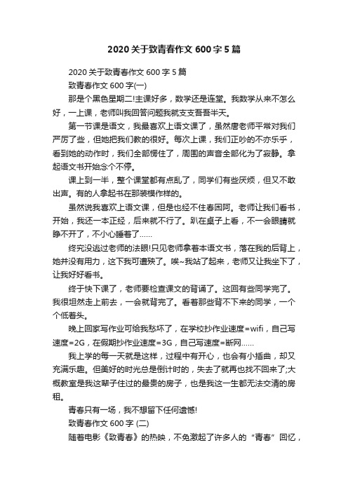 2020关于致青春作文600字5篇