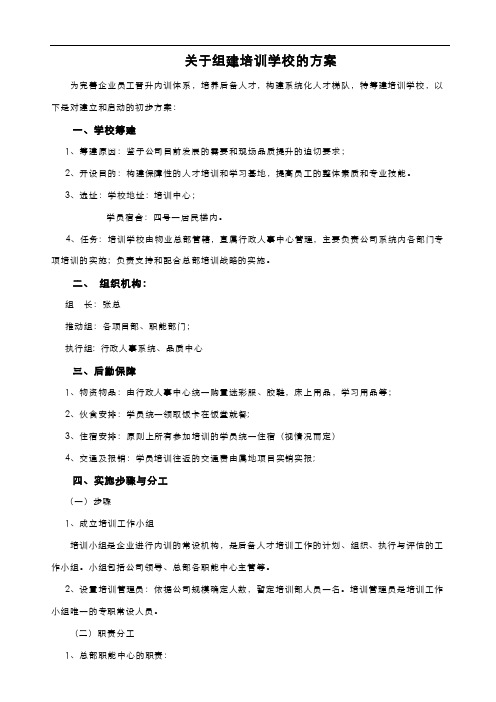 某某公司关于组建培训学校的方案