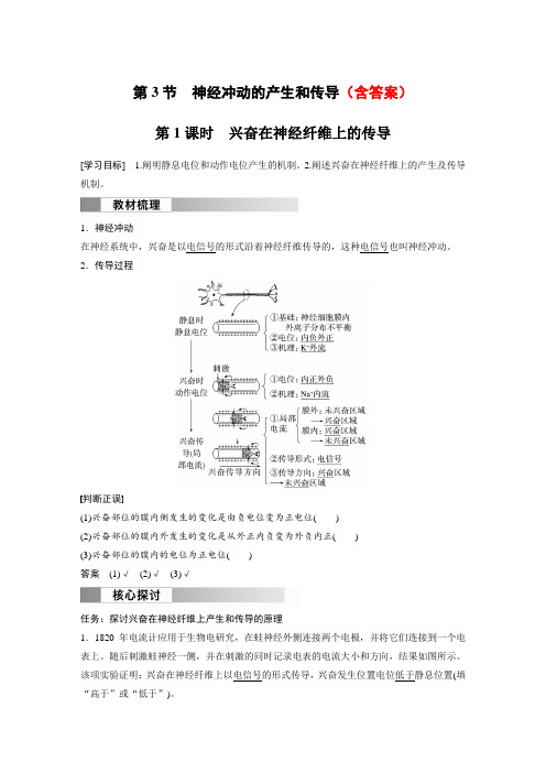 高中生物(选择性必修第一册 人教版)教案讲义：兴奋在神经纤维上的传导含答案