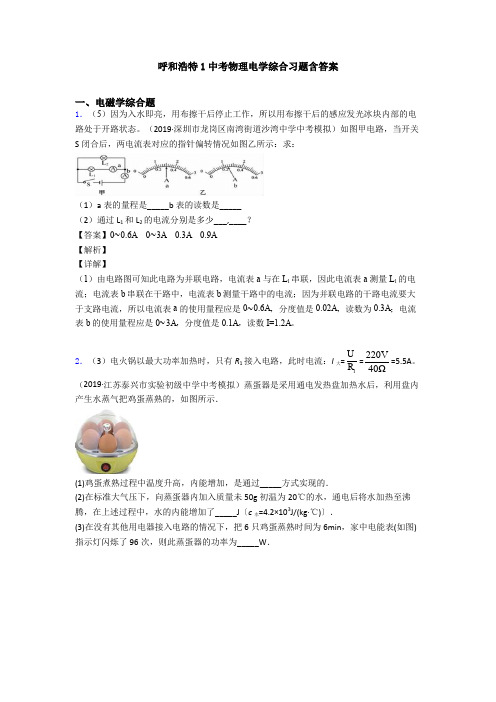 呼和浩特1中考物理电学综合习题含答案