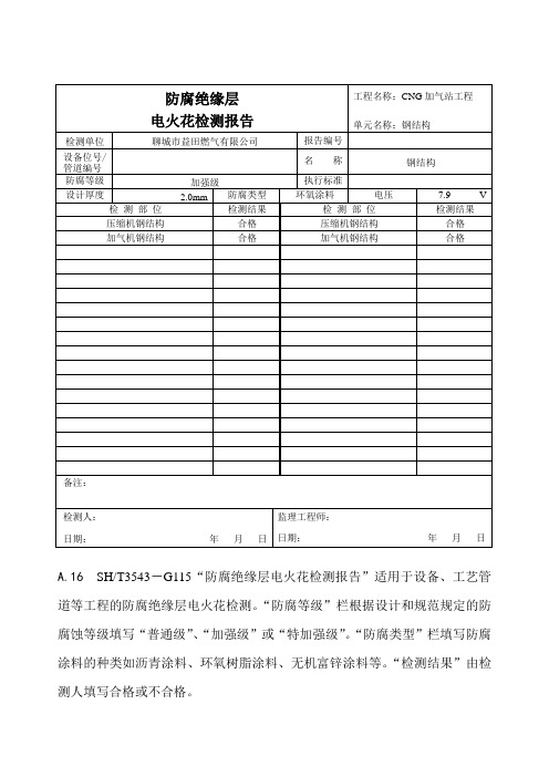 防腐绝缘层电火花检测报告