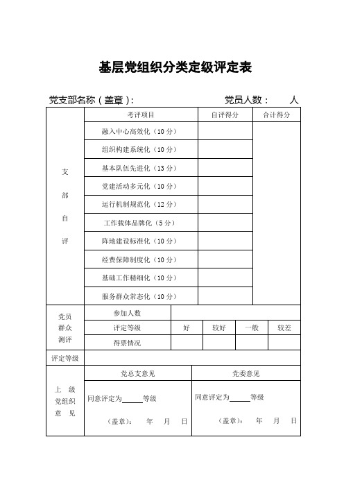 基层党组织分类定级评定表