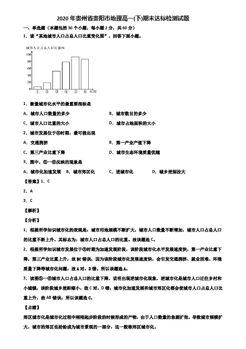 2020年贵州省贵阳市地理高一(下)期末达标检测试题含解析