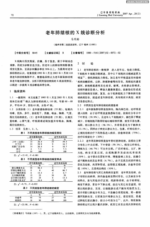 老年肺结核的X线诊断分析