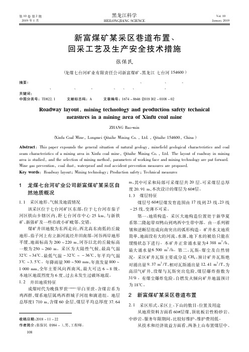 新富煤矿某采区巷道布置、回采工艺及生产安全技术措施