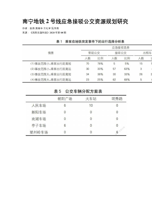 南宁地铁2号线应急接驳公交资源规划研究