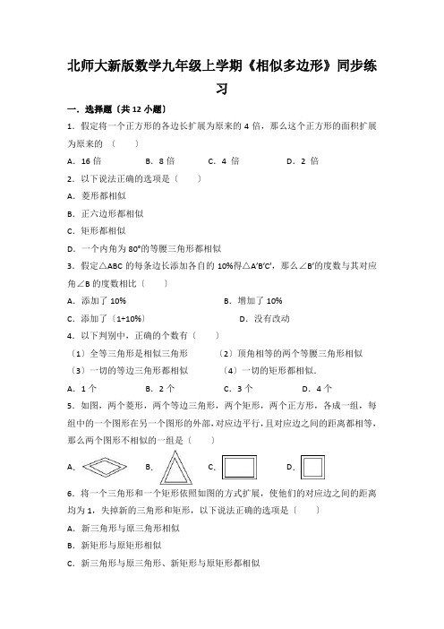 北师大新版数学九年级上学期《相似多边形》同步练习