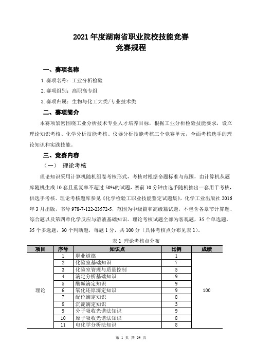 40.2021年度高职高专组工业分析检验赛项竞赛规程