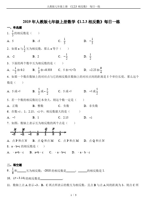 人教版七年级上册 《1.2.3 相反数》 每日一练