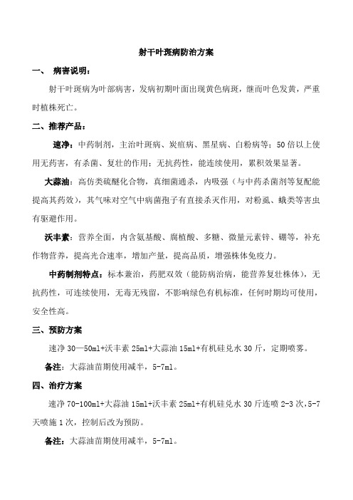 治疗射干叶斑病的防治方案