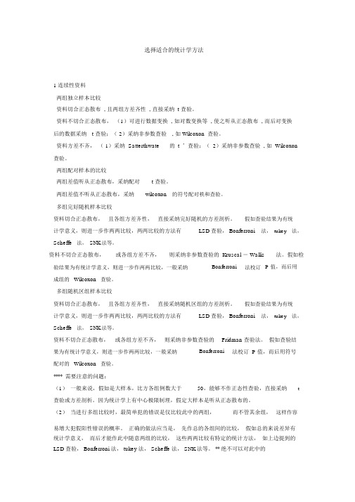 常用医学统计学方法汇总