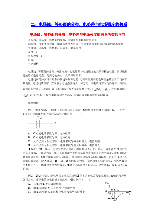 电场线、等势面的分布,电势差与电场强度的关系知识点