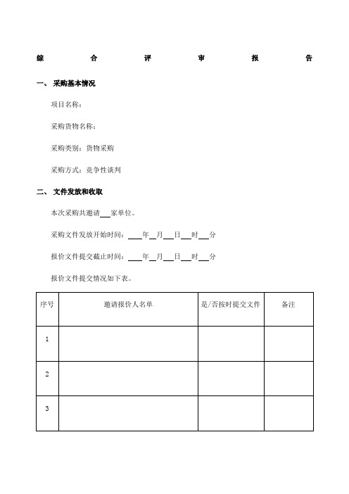 货物采购竞争性谈判报告终版