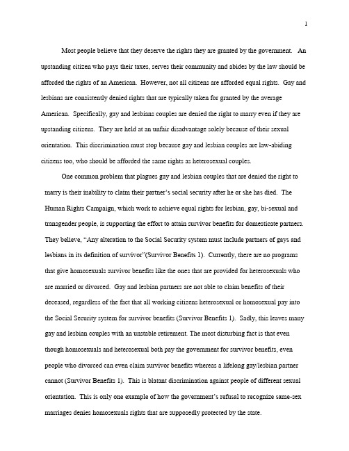 Gay marriage sample essay