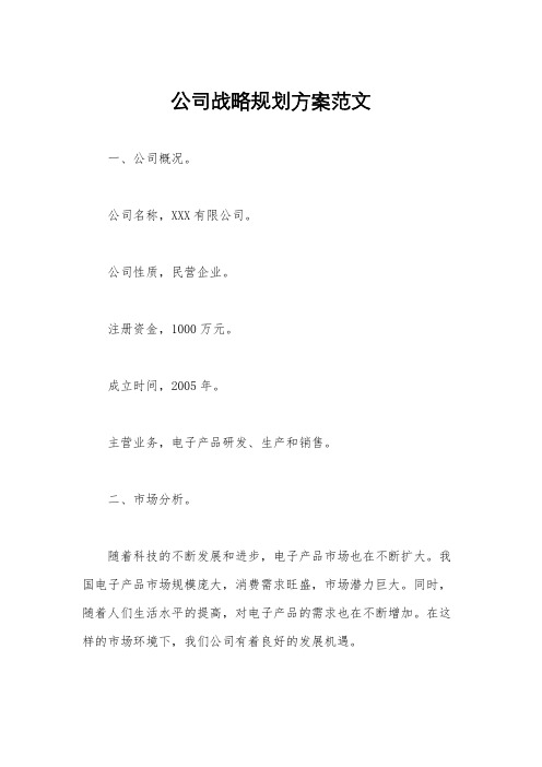 公司战略规划方案范文