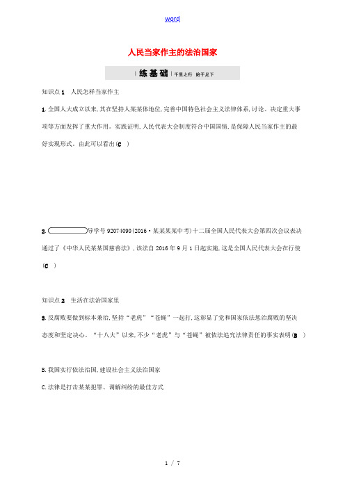 九年级政治全册 第三单元 融入社会 肩负使命 第六课 参与政治生活 第1框 人民当家作主的法治国家练