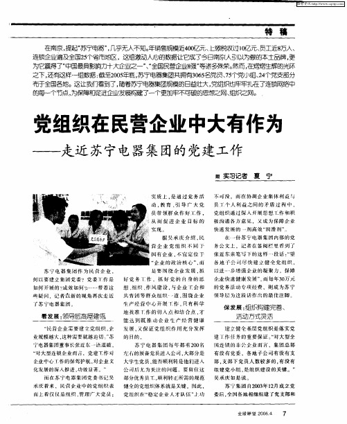 党组织在民营企业中大有作为——走近苏宁电器集团的党建工作