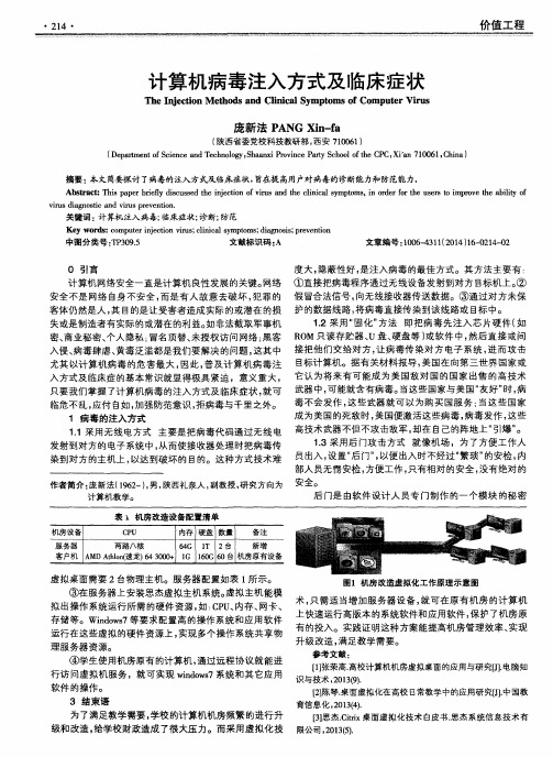 计算机病毒注入方式及临床症状