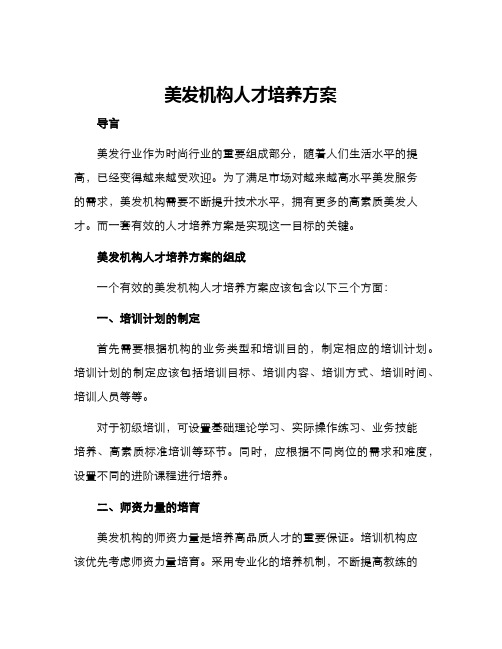 美发机构人才培养方案