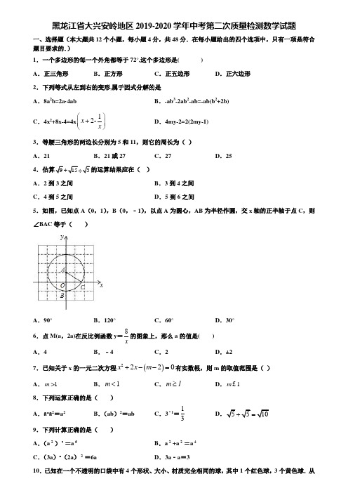 黑龙江省大兴安岭地区2019-2020学年中考第二次质量检测数学试题含解析