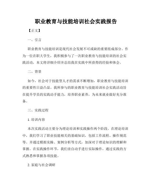 职业教育与技能培训社会实践报告