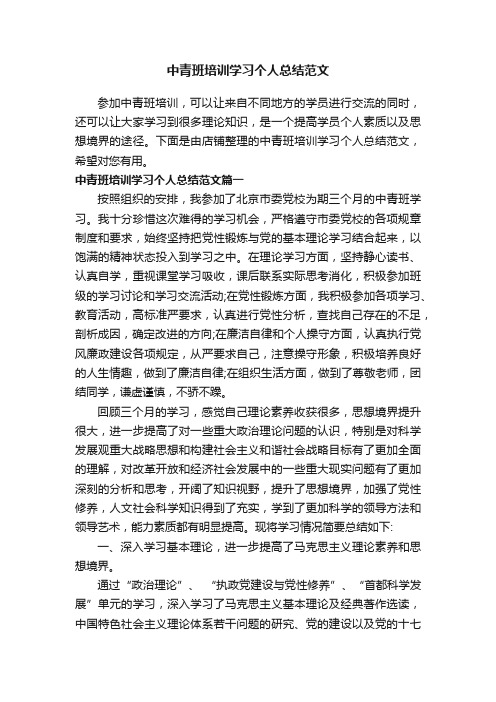 中青班培训学习个人总结范文