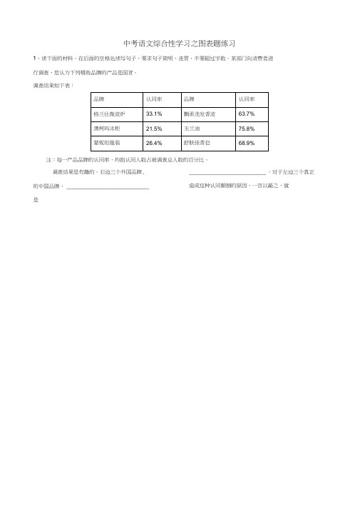 人教版初三语文下册中考语文综合性学习之图表题练习