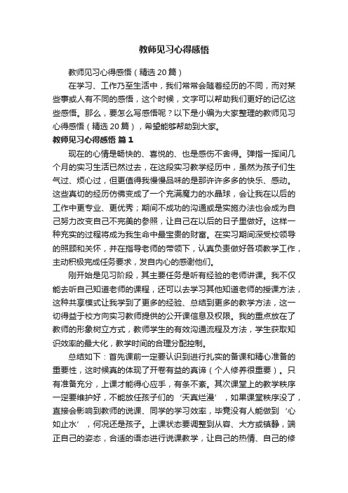 教师见习心得感悟（精选20篇）