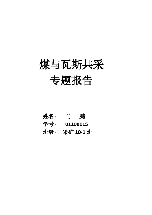 煤与瓦斯共采读书报告(中国矿业大学采矿工程10-1班马鹏)