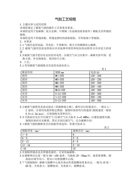 气刨工艺规程