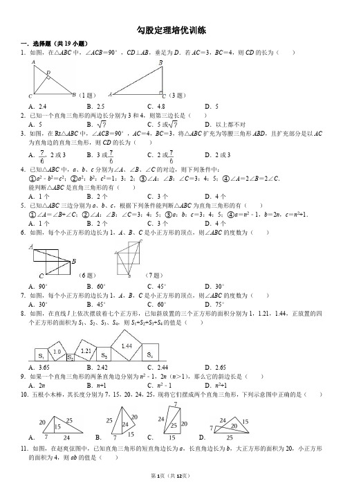 勾股定理培优训练