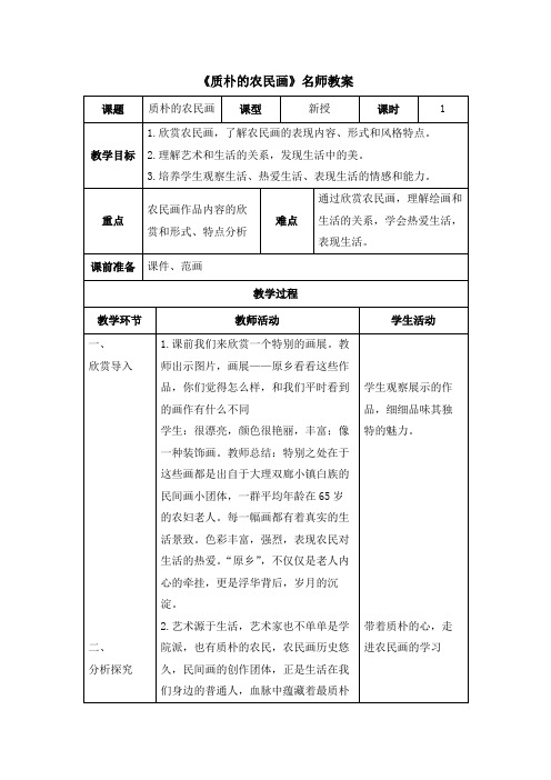 《质朴的农民画》名师教案