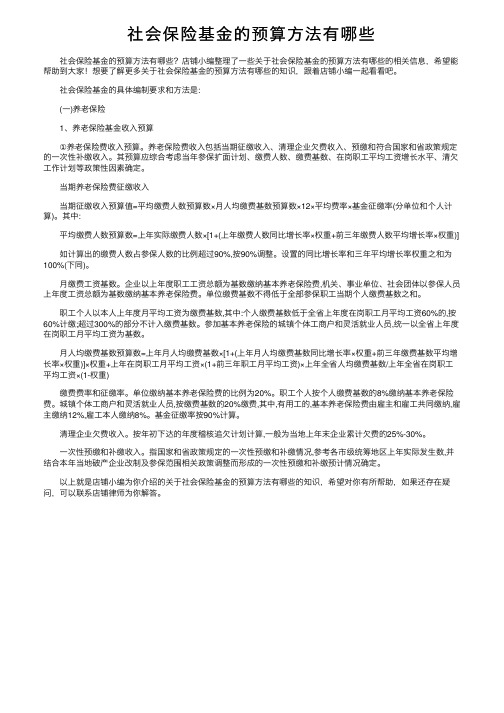 社会保险基金的预算方法有哪些