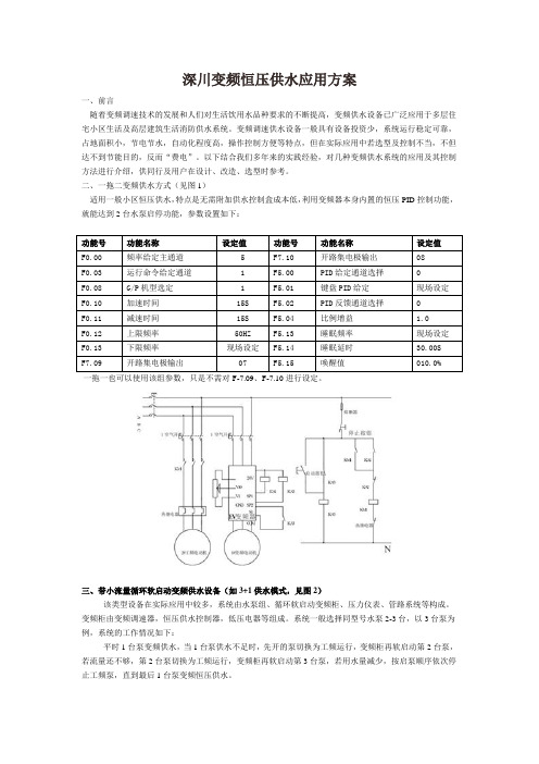 深川变频恒压供水应用方案