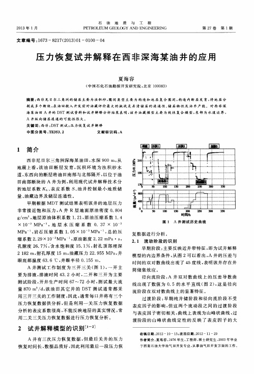 压力恢复试井解释在西非深海某油井的应用